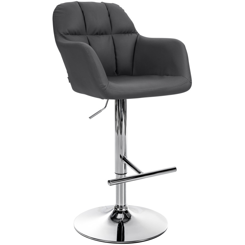Tabouret de bar Natoma, simili cuir, noir chromé