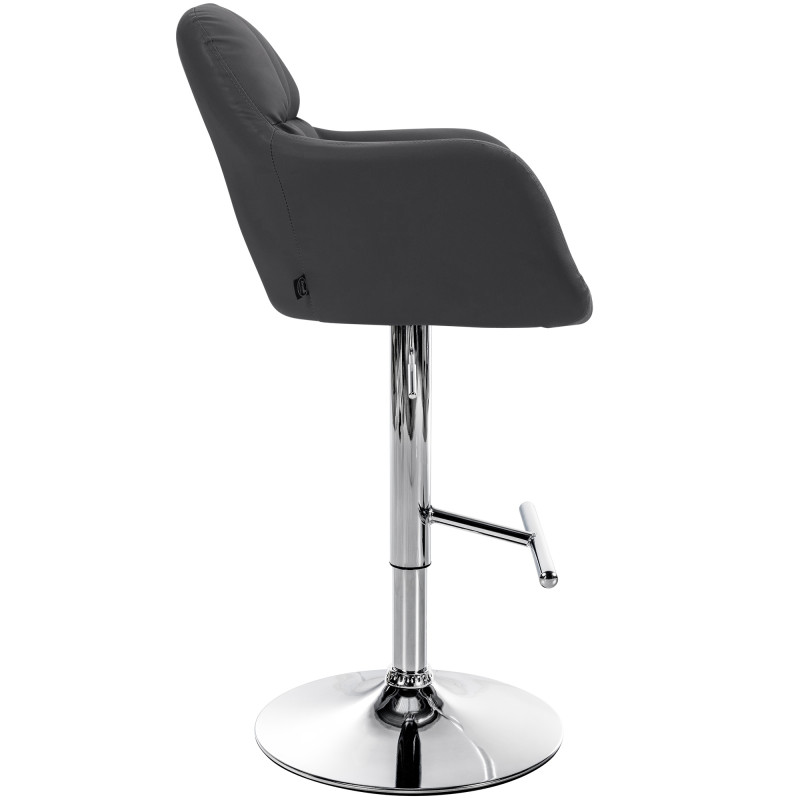 Tabouret de bar Natoma, simili cuir, noir chromé