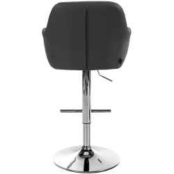 Tabouret de bar Natoma, simili cuir, noir chromé