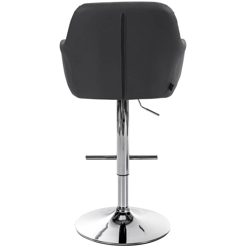 Tabouret de bar Natoma, simili cuir, noir chromé