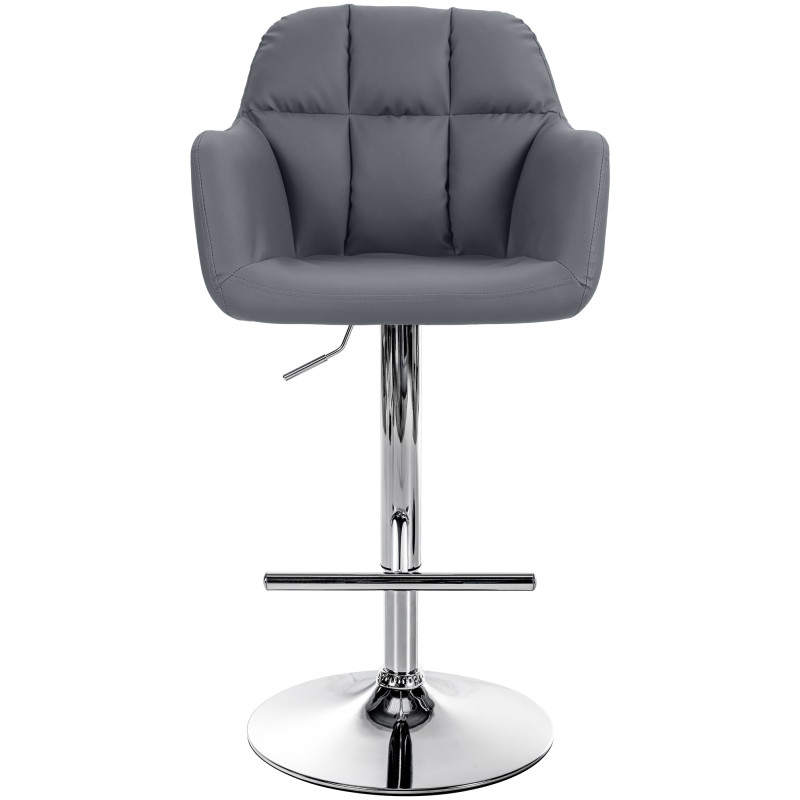 Tabouret de bar Natoma, simili cuir, gris chrome