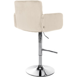 Lot de 2 tabourets de bar Los Angeles velours chrome crème