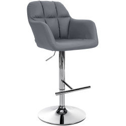 Tabouret de bar Natoma, simili cuir, gris chrome