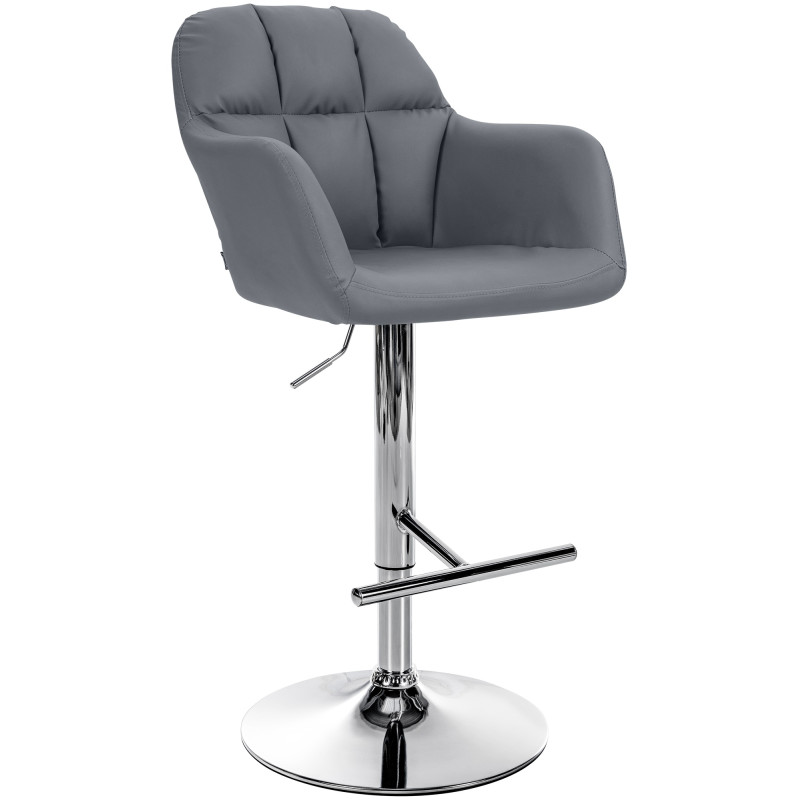 Tabouret de bar Natoma, simili cuir, gris chrome