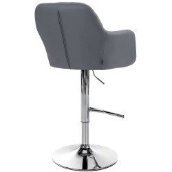 Tabouret de bar Natoma, simili cuir, gris chrome