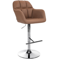 Tabouret de bar Natoma simili cuir chromé marron clair