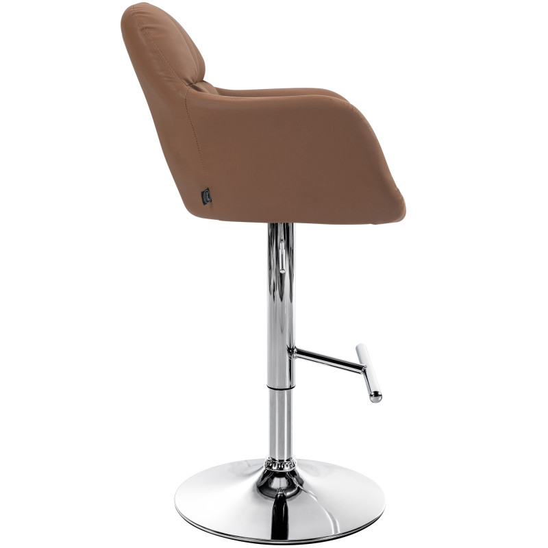 Tabouret de bar Natoma simili cuir chromé marron clair
