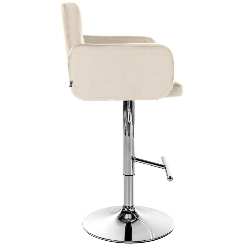 Lot de 2 tabourets de bar Los Angeles velours chrome crème