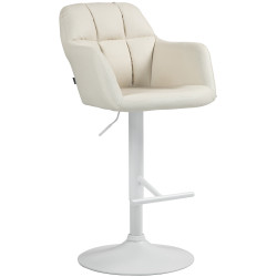 Tabouret de bar Natoma simili cuir blanc crème