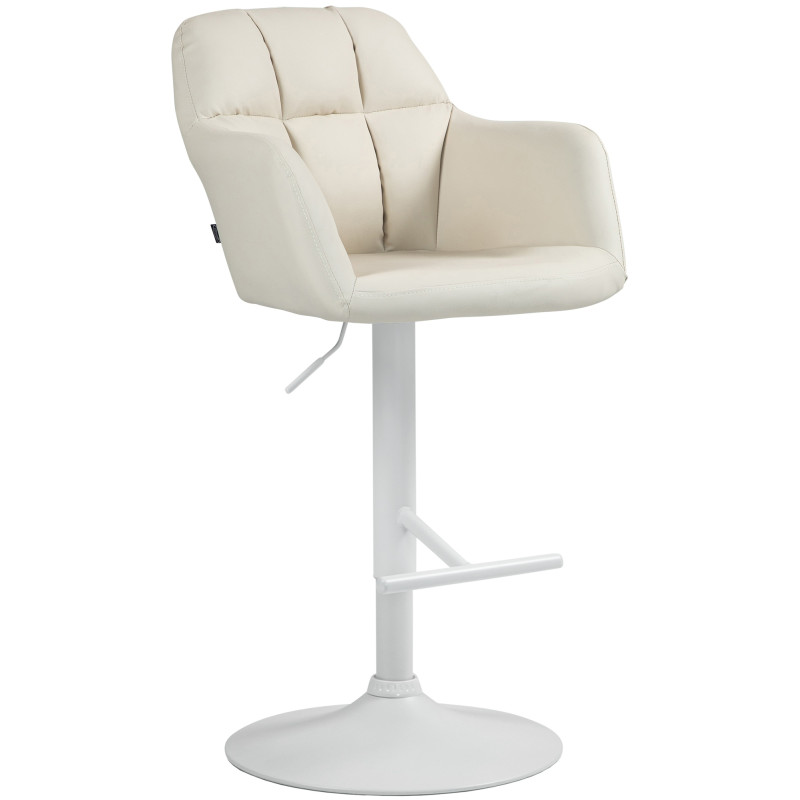 Tabouret de bar Natoma simili cuir blanc crème