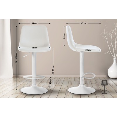 Tabouret de bar Divo simili cuir blanc