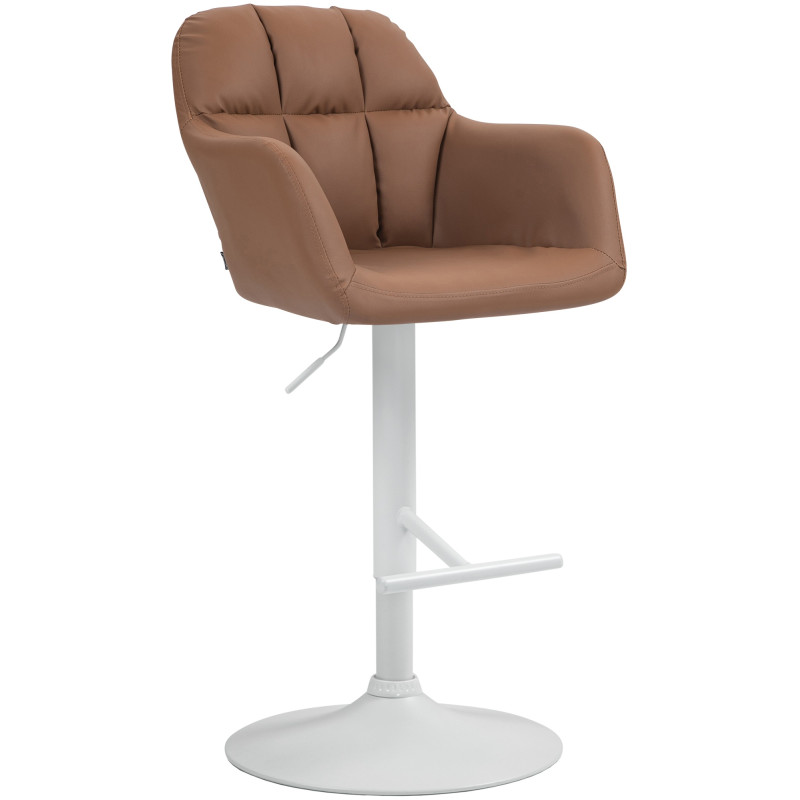 Tabouret de bar Natoma simili cuir blanc marron clair