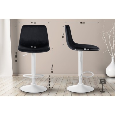 Tabouret de bar Divo velours blanc