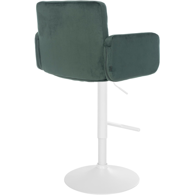 Tabouret de bar Los Angeles velours blanc vert foncé
