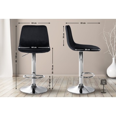 Tabouret de bar Divo velours chrome