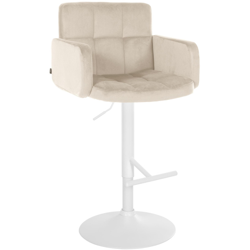 Tabouret de bar Los Angeles velours blanc crème