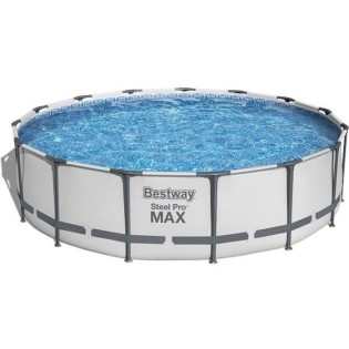 Kit Piscine hors sol tubulaire BESTWAY Steel Pro Max™- 457 x 107 cm - Ronde (Avec pompe de filtration, échelle + bвche)