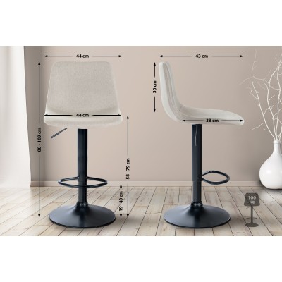 Tabouret de bar Divo tissu noir