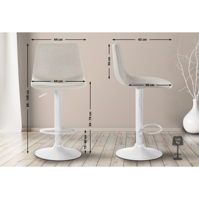 Tabouret de bar Divo tissu blanc