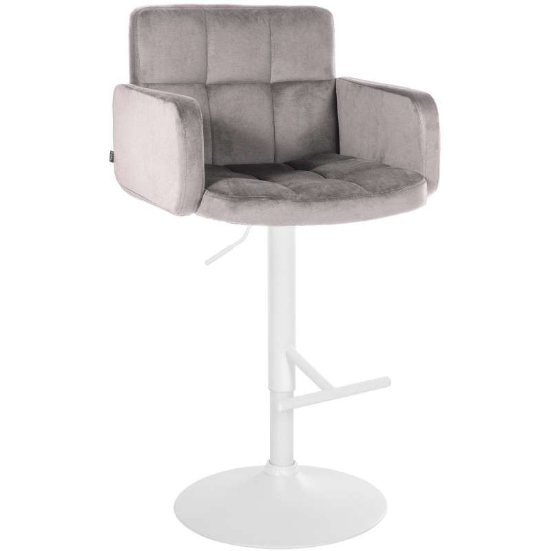Tabouret de bar Los Angeles velours blanc gris