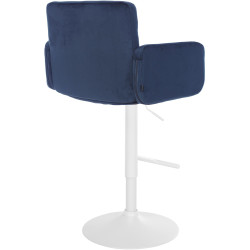 Tabouret de bar Los Angeles velours blanc bleu