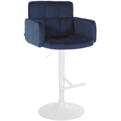 Tabouret de bar Los Angeles velours blanc bleu