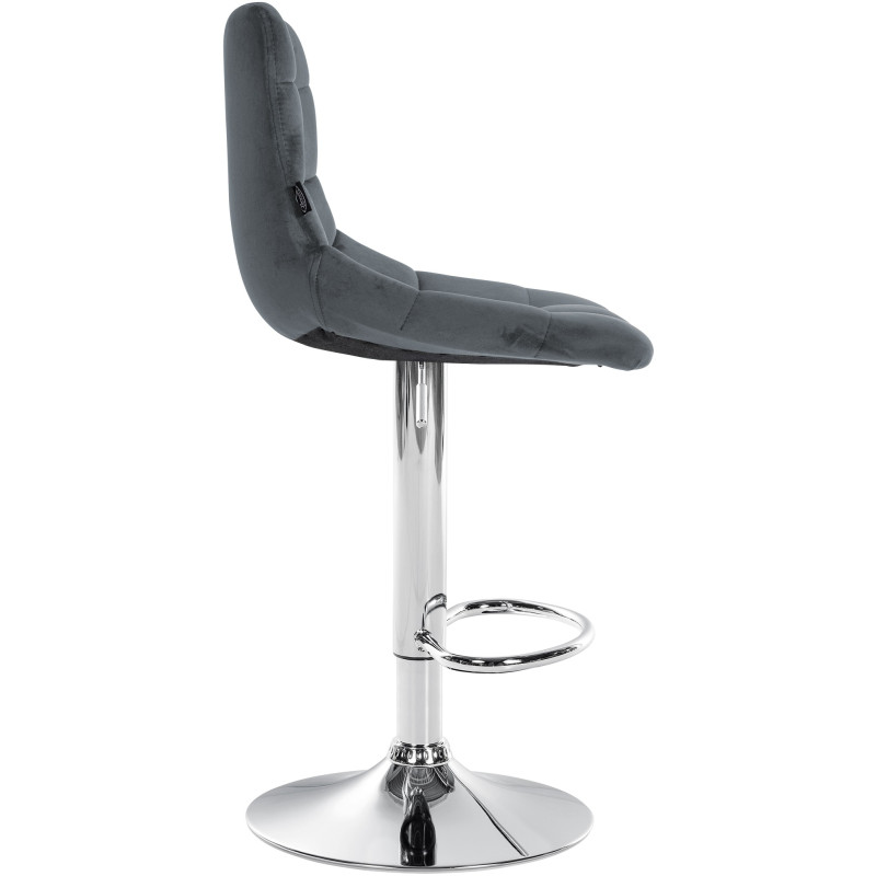 Lot de 2 tabourets de bar Jerry velours chromé gris foncé