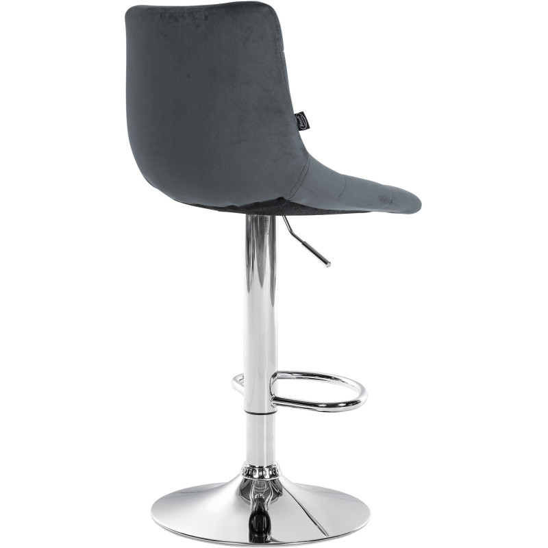 Lot de 2 tabourets de bar Jerry velours chromé gris foncé