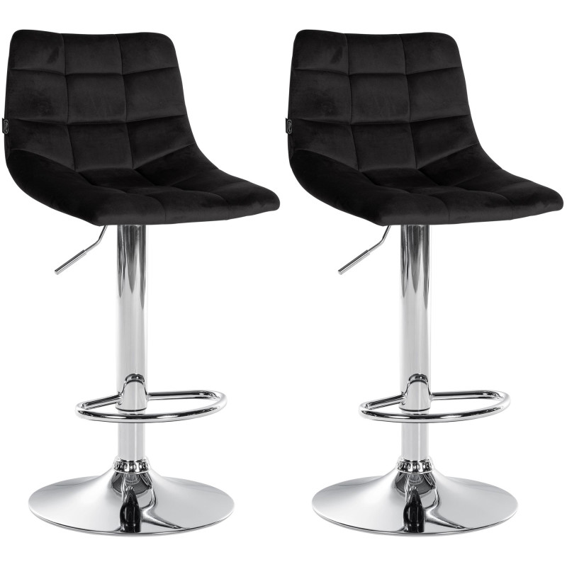 Lot de 2 tabourets de bar Jerry velours chrome noir