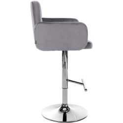 Set di 2 sgabelli da bar Los Angeles, velluto grigio scuro cromato