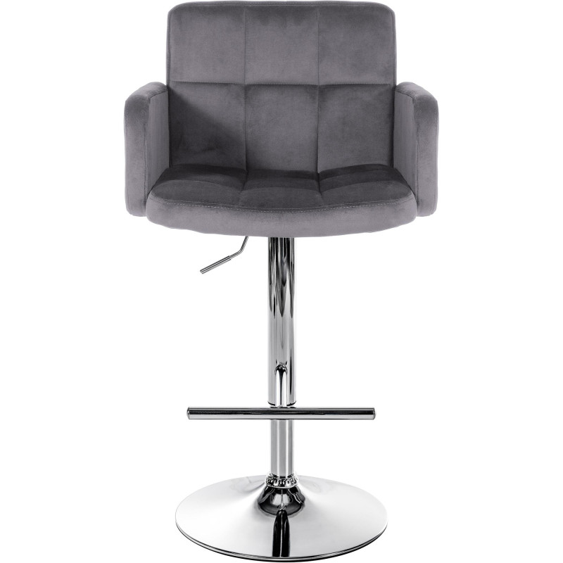 Set di 2 sgabelli da bar Los Angeles, velluto grigio scuro cromato