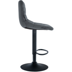 Lot de 2 tabourets de bar Jerry velours noir gris foncé