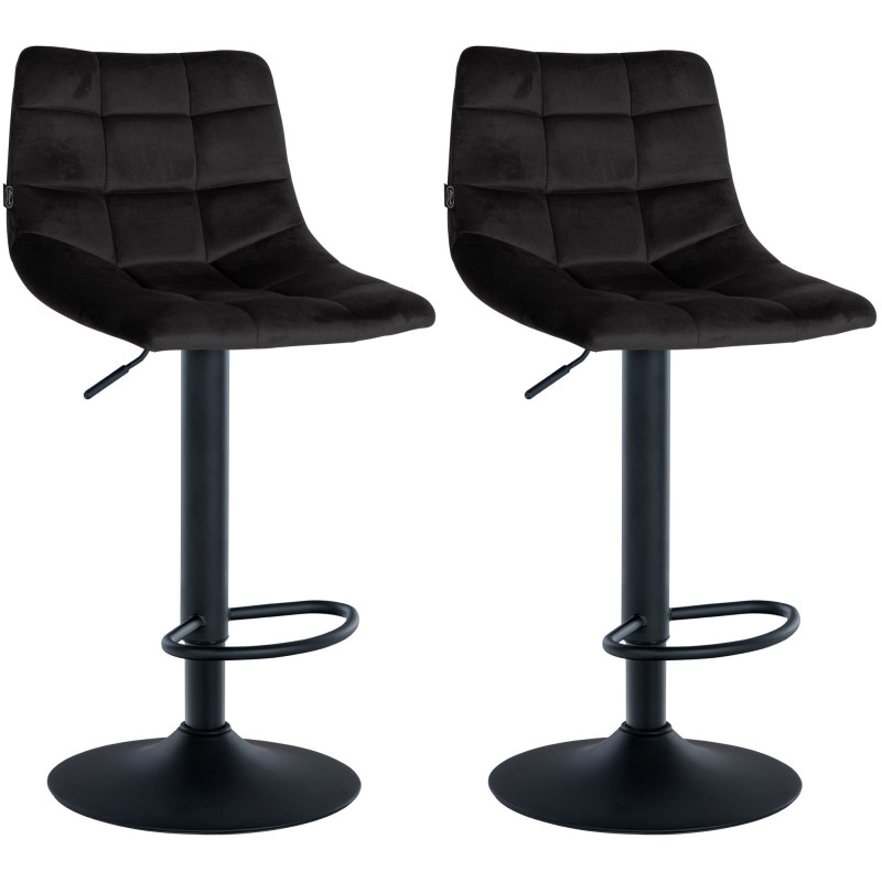 Lot de 2 tabourets de bar Jerry velours noir