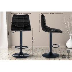 Lot de 2 tabourets de bar Jerry velours noir