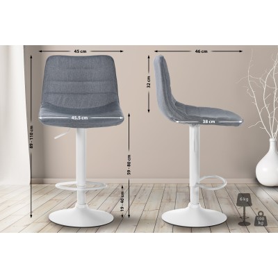 Tabouret de bar Lex tissu blanc