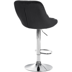 Lot de 2 tabourets de bar Lazio, velours, chrome-noir