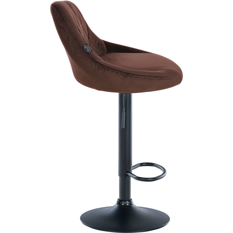 Lot de 2 tabourets de bar Lazio en velours noir et marron