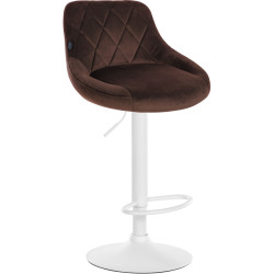 Lot de 2 tabourets de bar Lazio en velours blanc et marron