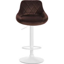 Lot de 2 tabourets de bar Lazio en velours blanc et marron