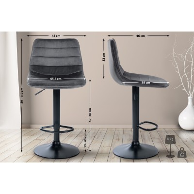 Tabouret de bar Lex velours noir