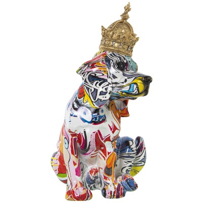 Figurine Décorative Alexandra House Living Multicouleur Plastique Chien Couronne 16 x 20 x 27 cm