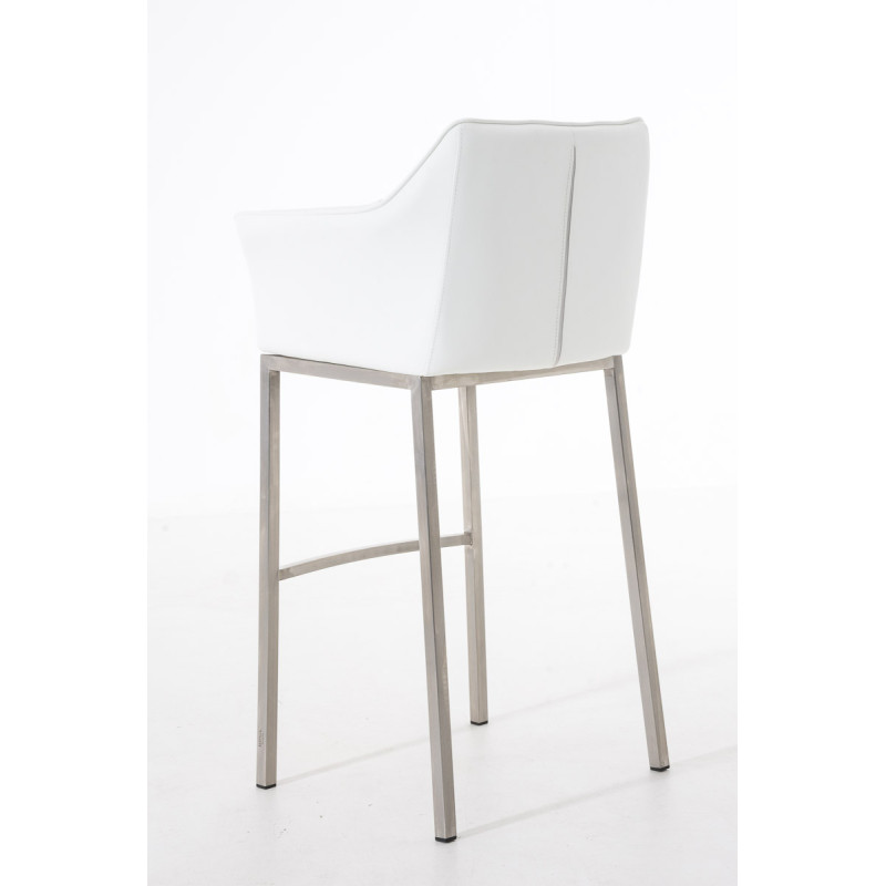 Tabouret de bar Damaso E avec piètement à 4 pieds blanc