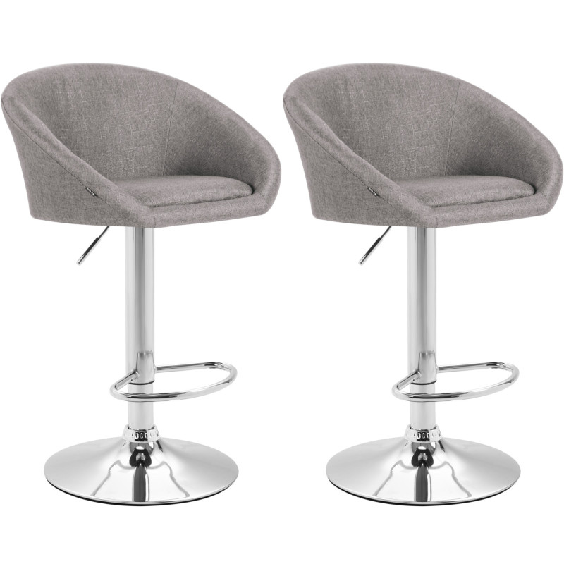 Lot de 2 tabourets de bar Miami V2 tissu chromé gris clair