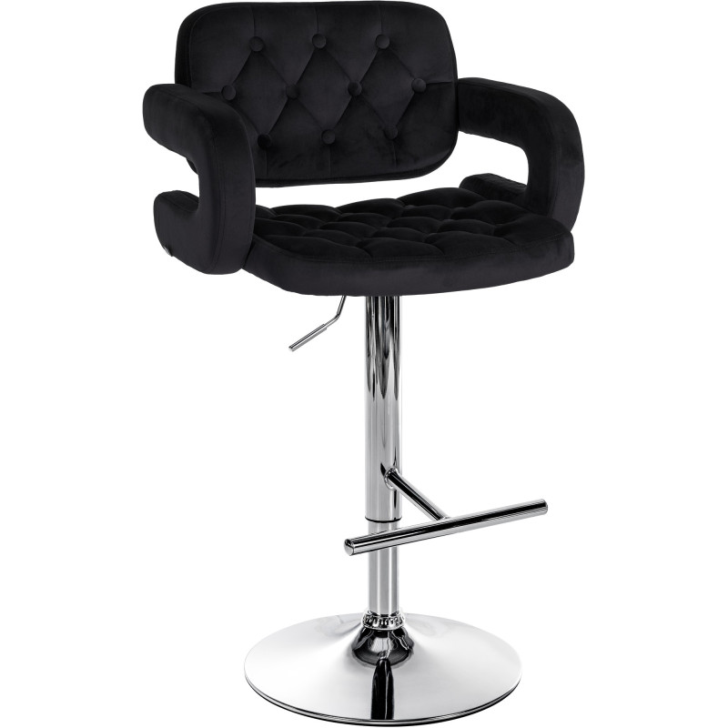 Tabouret de bar Dublin en velours chromé noir