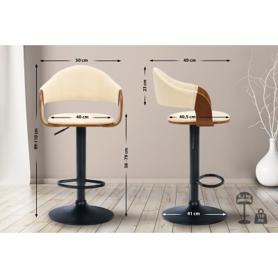 Tabouret de bar Nilse simili cuir noir