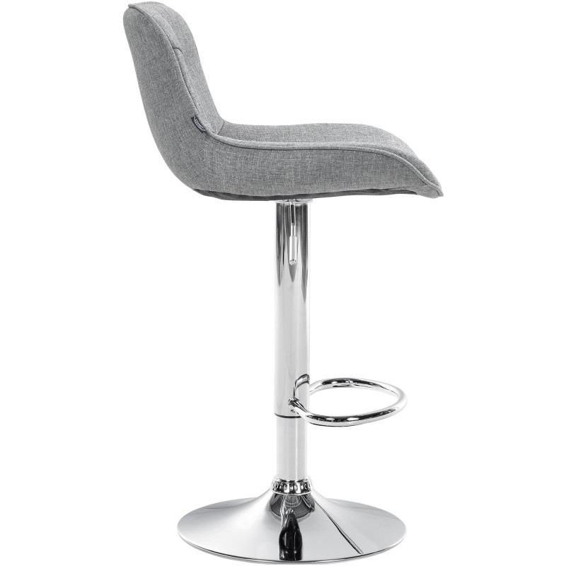 Tabouret de bar Vonore tissu gris chrome