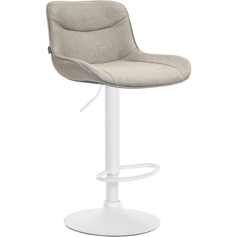 Tabouret de bar Vonore tissu blanc taupe