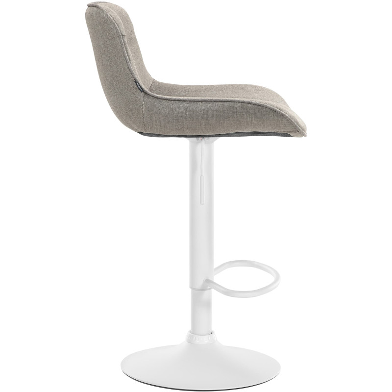 Tabouret de bar Vonore tissu blanc taupe