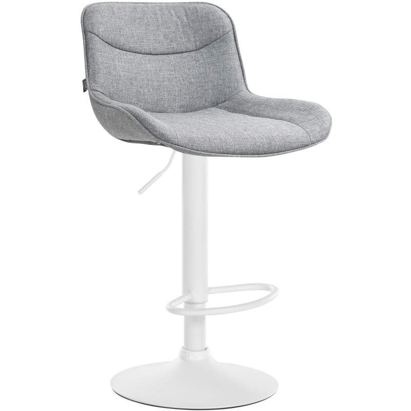 Tabouret de bar Vonore tissu blanc gris