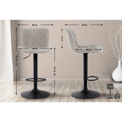 Lot de 2 tabourets de bar Emma tissu